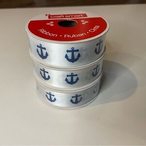3 Rolls Craft Smart Nautical Anchor Ribbon - 7/8" x 3 Yards Each